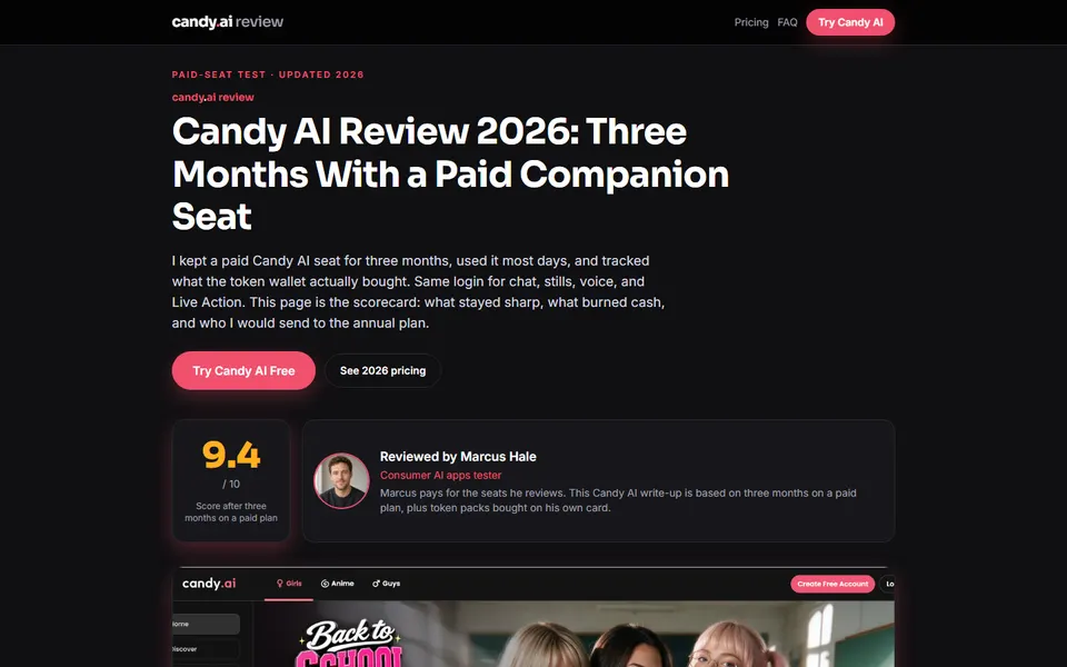 Candy AI Review homepage
