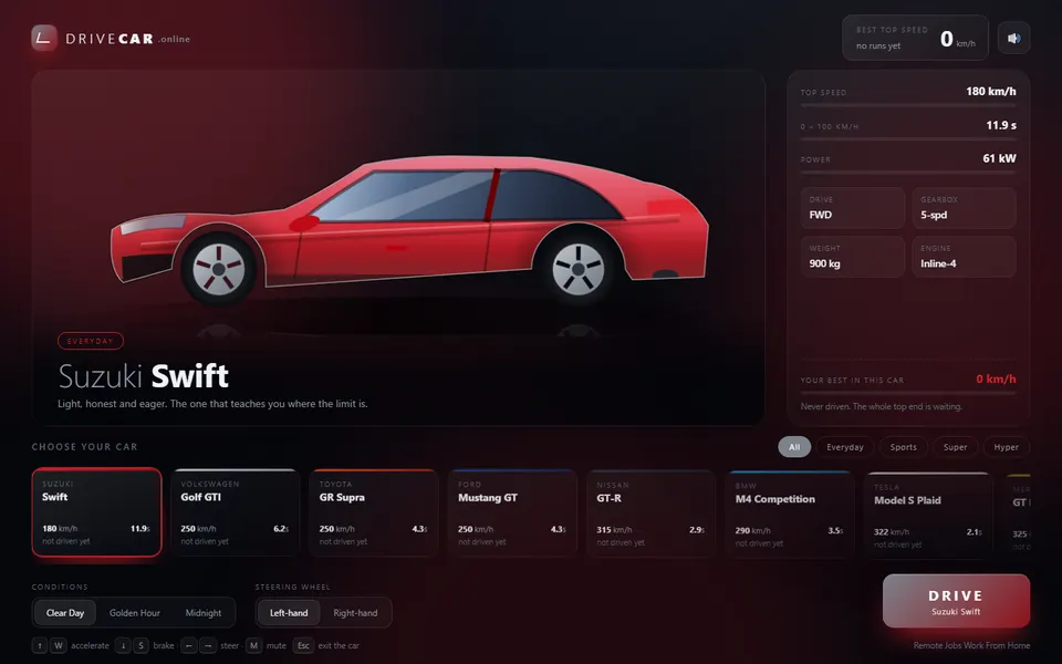 Drive Car Online homepage