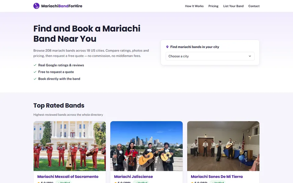Mariachi Band For Hire homepage