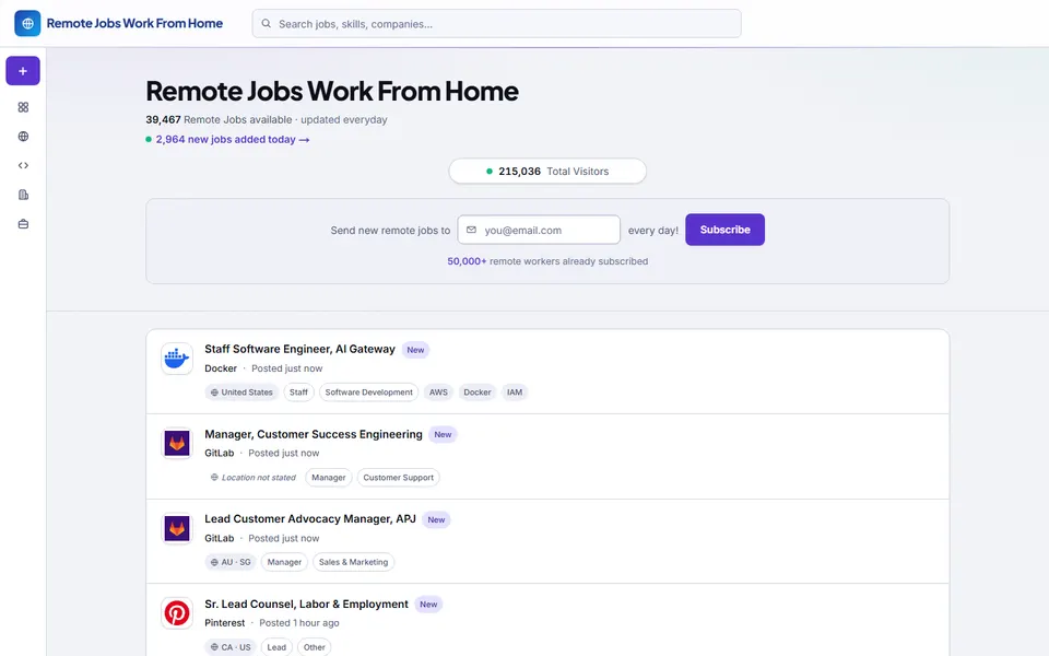 Remote Jobs Work From Home homepage